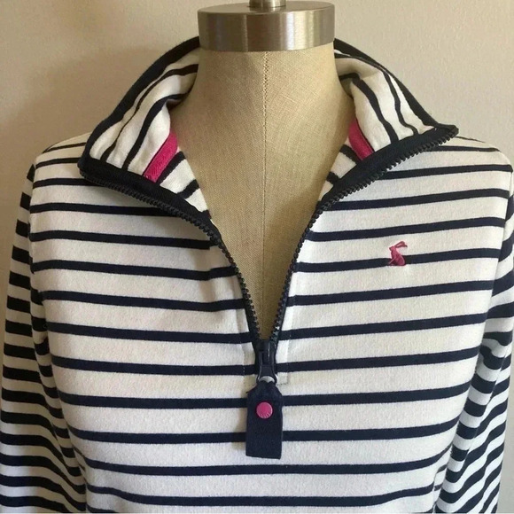 Joules Women's Pullover Size 4 Navy and White Nautical Striped - Picture 2 of 9